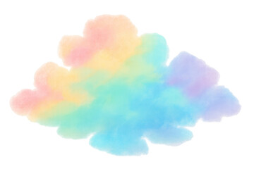 Leinwandbilder - Watercolor cloud artwork displaying translucent layers, presenting soft pastel hues with delicate blending against white negative space