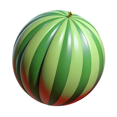 Poster - Photo of a perfectly round green watermelon with distinct dark green stripes is isolated on transparent background, creating a vibrant and refreshing summer image