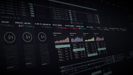 Poster - Dynamic data visuals for business info graphics, animated charts, and data-driven insights for a business meeting mock-up. Explore the world of trading, stock exchanges, and crypto