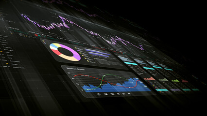 Poster - Dynamic data visuals for business info graphics, animated charts, and data-driven insights for a business meeting mock-up. Explore the world of trading, stock exchanges, and crypto