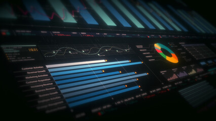 Poster - Dynamic data visuals for business info graphics, animated charts, and data-driven insights for a business meeting mock-up. Explore the world of trading, stock exchanges, and crypto