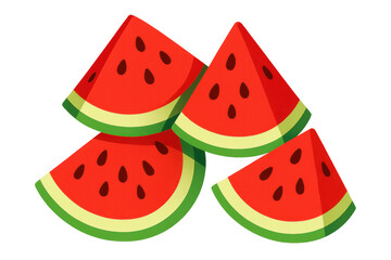 Fototapete - Ripe watermelon slices revealing vibrant red interior, dark seeds, and crisp green rind on clean transparent surface
