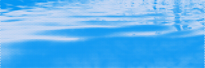 Poster - Color halftone texture of blue sea or ocean waves, fading dot effect. Vector halftone dots background.	
