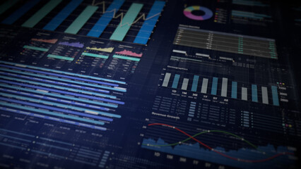 Poster - Dynamic data visuals for business info graphics, animated charts, and data-driven insights for a business meeting mock-up. Explore the world of trading, stock exchanges, and crypto