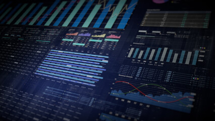 Poster - Dynamic data visuals for business info graphics, animated charts, and data-driven insights for a business meeting mock-up. Explore the world of trading, stock exchanges, and crypto