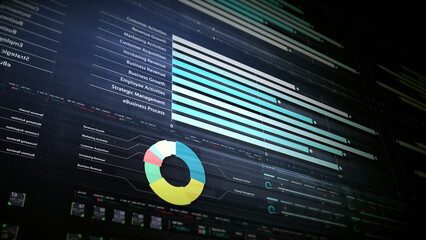 Leinwandbilder - Dynamic data visuals for business info graphics, animated charts, and data-driven insights for a business meeting mock-up. Explore the world of trading, stock exchanges, and crypto