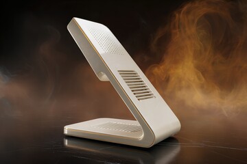 Poster - Modern desk lamp with sleek design highlighting warm ambient lighting in a contemporary workspace