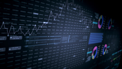Poster - Dynamic data visuals for business info graphics, animated charts, and data-driven insights for a business meeting mock-up. Explore the world of trading, stock exchanges, and crypto