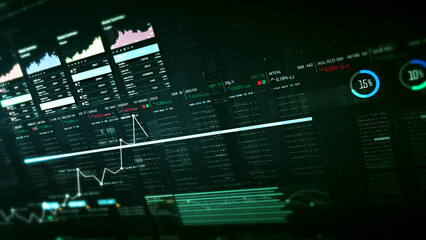 Poster - Dynamic data visuals for business info graphics, animated charts, and data-driven insights for a business meeting mock-up. Explore the world of trading, stock exchanges, and crypto
