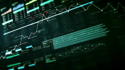Poster - Dynamic data visuals for business info graphics, animated charts, and data-driven insights for a business meeting mock-up. Explore the world of trading, stock exchanges, and crypto