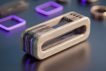 Poster - Innovative wooden gadget with glowing accents displayed on a sleek surface