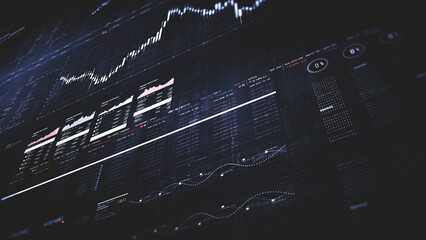 Poster - Dynamic data visuals for business info graphics, animated charts, and data-driven insights for a business meeting mock-up. Explore the world of trading, stock exchanges, and crypto