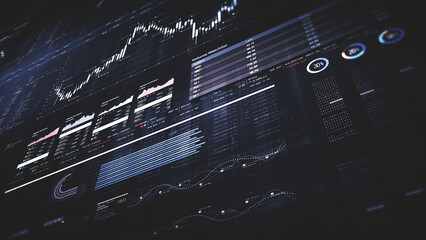 Poster - Dynamic data visuals for business info graphics, animated charts, and data-driven insights for a business meeting mock-up. Explore the world of trading, stock exchanges, and crypto