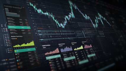 Poster - Dynamic data visuals for business info graphics, animated charts, and data-driven insights for a business meeting mock-up. Explore the world of trading, stock exchanges, and crypto