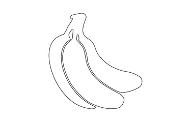 Fototapete - Banana continuous one line art drawing. Healthy food natural organic concept, Continuous line drawing whole bunch healthy organic banana, Outline vector illustration.