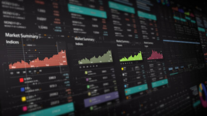 Poster - Dynamic data visuals for business info graphics, animated charts, and data-driven insights for a business meeting mock-up. Explore the world of trading, stock exchanges, and crypto