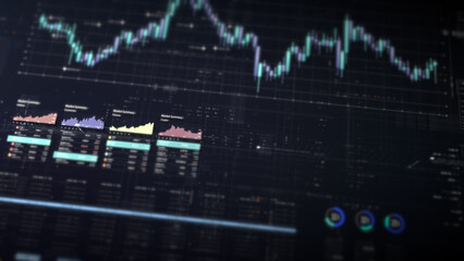 Poster - Dynamic data visuals for business info graphics, animated charts, and data-driven insights for a business meeting mock-up. Explore the world of trading, stock exchanges, and crypto