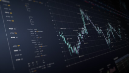Poster - Dynamic data visuals for business info graphics, animated charts, and data-driven insights for a business meeting mock-up. Explore the world of trading, stock exchanges, and crypto