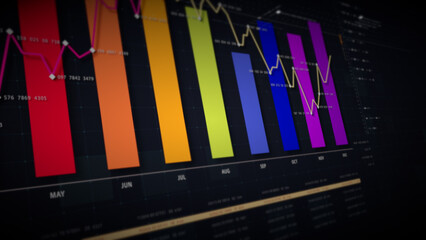 Poster - Dynamic data visuals for business info graphics, animated charts, and data-driven insights for a business meeting mock-up. Explore the world of trading, stock exchanges, and crypto