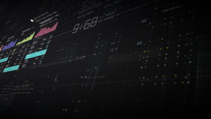 Poster - Dynamic data visuals for business info graphics, animated charts, and data-driven insights for a business meeting mock-up. Explore the world of trading, stock exchanges, and crypto