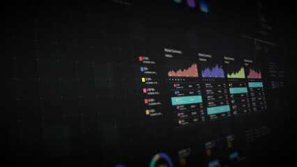 Poster - Dynamic data visuals for business info graphics, animated charts, and data-driven insights for a business meeting mock-up. Explore the world of trading, stock exchanges, and crypto