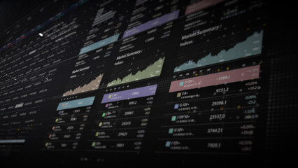 Poster - Dynamic data visuals for business info graphics, animated charts, and data-driven insights for a business meeting mock-up. Explore the world of trading, stock exchanges, and crypto