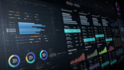 Poster - Dynamic data visuals for business info graphics, animated charts, and data-driven insights for a business meeting mock-up. Explore the world of trading, stock exchanges, and crypto