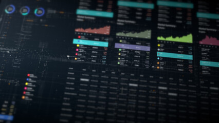 Poster - Dynamic data visuals for business info graphics, animated charts, and data-driven insights for a business meeting mock-up. Explore the world of trading, stock exchanges, and crypto