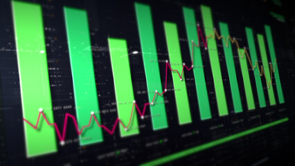 Poster - Dynamic data visuals for business info graphics, animated charts, and data-driven insights for a business meeting mock-up. Explore the world of trading, stock exchanges, and crypto