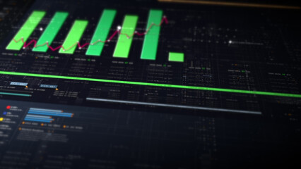 Poster - Dynamic data visuals for business info graphics, animated charts, and data-driven insights for a business meeting mock-up. Explore the world of trading, stock exchanges, and crypto