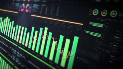 Poster - Dynamic data visuals for business info graphics, animated charts, and data-driven insights for a business meeting mock-up. Explore the world of trading, stock exchanges, and crypto