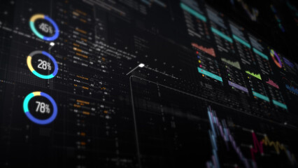 Poster - Dynamic data visuals for business info graphics, animated charts, and data-driven insights for a business meeting mock-up. Explore the world of trading, stock exchanges, and crypto