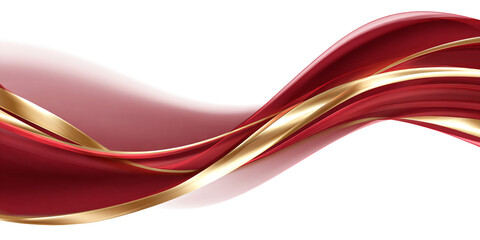 Fototapete - Luxury abstract shiny burgundy wave with gold on transparent background. design element. elegant gradient gold and dark red. banner.