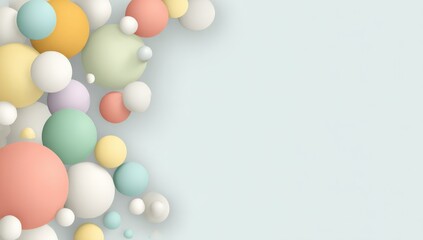 Poster - Colorful Abstract Bubbles of Various Sizes and Soft Pastel Colors Floating Against Light Background for Creative Design and Visual Art