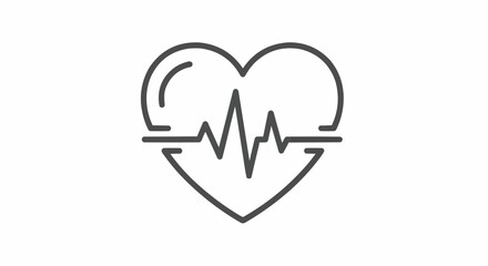 Poster - Heartbeat line inside heart shape depicting health and wellness on a white background with simple design