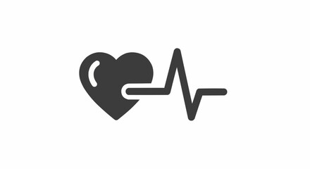 Poster - Heart with a heartbeat line representing health and medical concepts in a simple graphic design