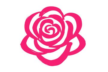 Poster - Stylized pink rose illustration on a transparent background, perfect for valentine's day, wedding invitations, or any romantic design