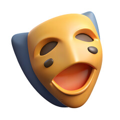 Poster - Photo of a 3d rendered happy orange mask with blue accents, isolated on transparent background