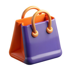 Poster - Photo of a trendy blue and orange shopping bag with double handles, isolated on transparent background
