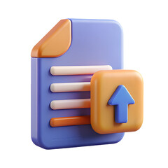 Poster - Photo of a 3d rendering of a document upload icon, isolated on transparent background