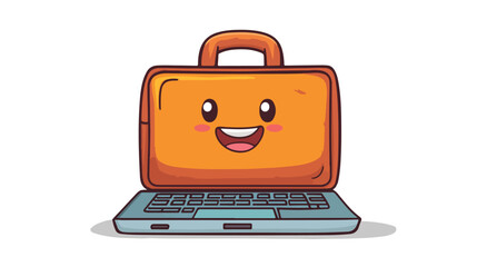 Wall Mural - Professional Briefcase with Laptop Mascot Cartoon Vector