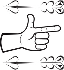 Poster - Gesture Arrow Icons, black line hands with arrows, finger gestures pointing in multiple directions, flat minimal illustration for touch or UI interaction