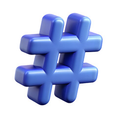 Poster - Photo of a 3d rendering of a blue hashtag symbol isolated on transparent background