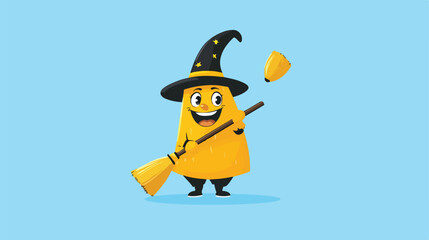 Wall Mural - marketing character cartoon mascot with broom vector illustration