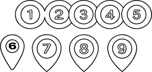 Poster - Red Location Marker Icons, numbered map pins from 1 to 20, clean grid layout, editable vector for maps, travel, delivery, logistics, navigation UI