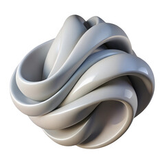 Fototapete - Abstract White Glossy Swirl Knot Sculpture on Transparent Background