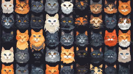 Wall Mural - bundle of cats feline animals icons vector illustration