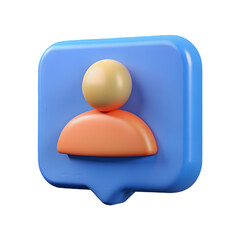Poster - Photo of a blue speech bubble with a user icon, isolated on transparent background