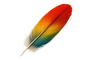 Poster - Vibrant gradient feather floating against transparent backdrop, perfect for design compositions