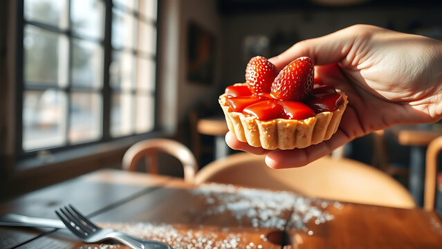 Creative National Dessert Day celebration featuring beautifully plated strawberry dessert with vibrant red tones artistic styling and soft natural lighting ideal for chocolate cake with strawberries